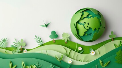 Paper art earth decoration, earth day concept