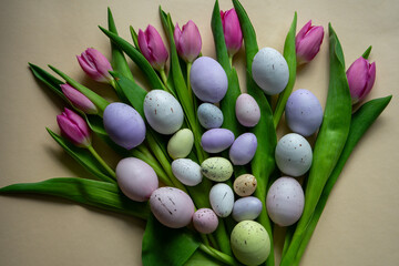 easter eggs and tulips - Powered by Adobe