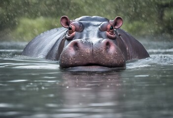 A Hippo in the water