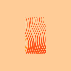 linear waves drawn in sketch style, fire art element in square shape without sides