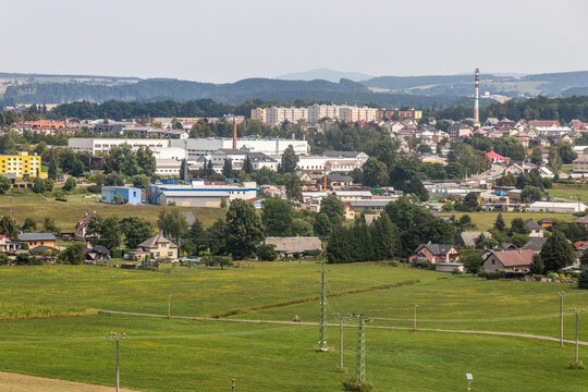 Aerial view of Zamberk town, Czech Republic
