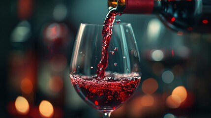 Red wine is poured into a glass	
 - obrazy, fototapety, plakaty