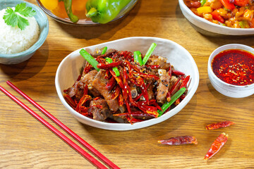 Pork ribs with pepper. Chinese food.