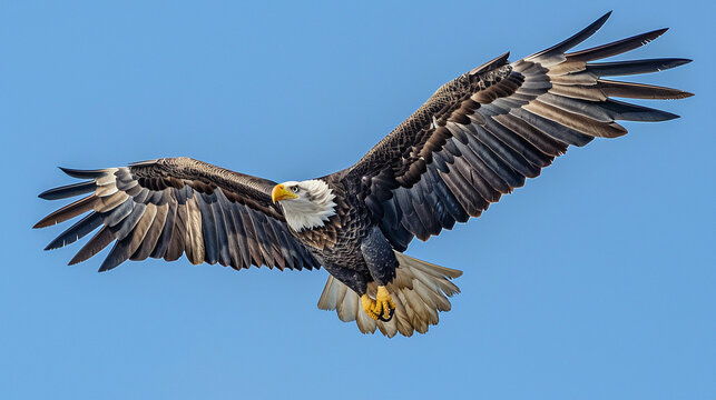 A majestic eagle in flight proudly carrying the American flag in its talons
