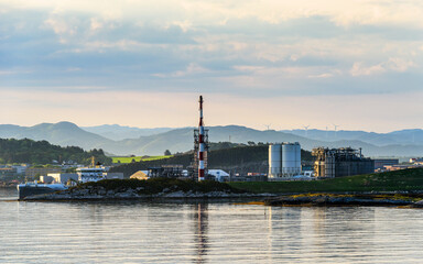 Industrial Zone over FjordSailing, Stavanger, Boknafjorden, Norway