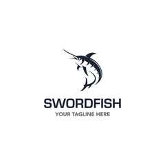  Swordfish  Logo isolated on white background. Design swordfish for logo, Simple and clean flat design of the swordfish logo template. Suitable for your design need, logo, illustration, animation.