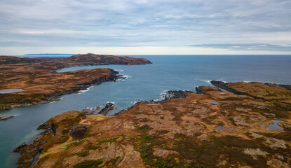Coast on East Coast of Atlantic Ocean. Aerial Nature Background.