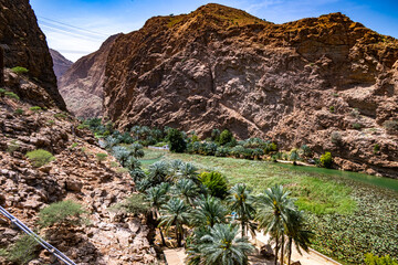 Fototapeta na wymiar Gorge of Wadi Ash Shab in Southeastern Governorate, Oman