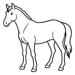 Illustration of a horse  isolated on a transparent background. Coloring page for kids.