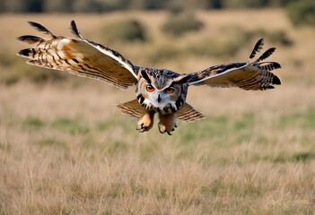 An Eagle Owl in flight