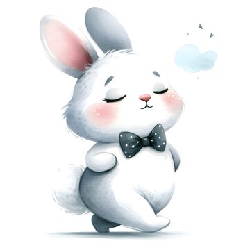 Watercolor Illustration of cute rabbit