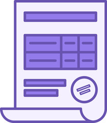 Colored Invoice Icon. Vector Icon of Invoice for Services Rendered. Payment and Billing Accounts, Signature of Business or Financial Transactions. Accounting Concept