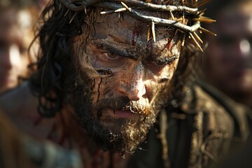 The Path of Suffering: Jesus' Journey Along the Via Dolorosa, Merging Christianity, History, and Art in a Profound Easter Narrative generative ai
