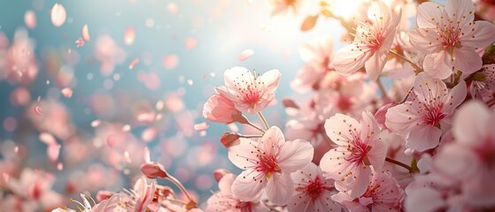 close-up view of blooming cherry blossoms