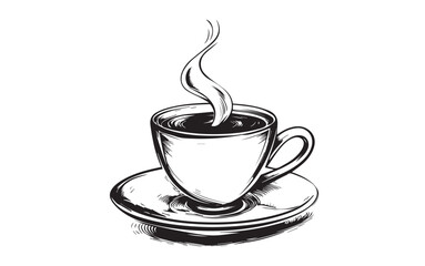 Cup of coffee or tea, hand drawn illustrations.