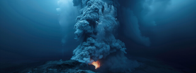 Underwater Volcanic Eruption Creating Ash Cloud - obrazy, fototapety, plakaty