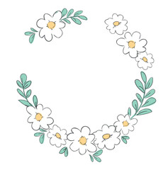 Hand drawn floral frame, flowers vector illustration