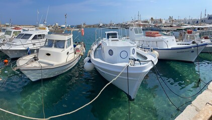 Fototapeta premium Naoussa village with mooring boats