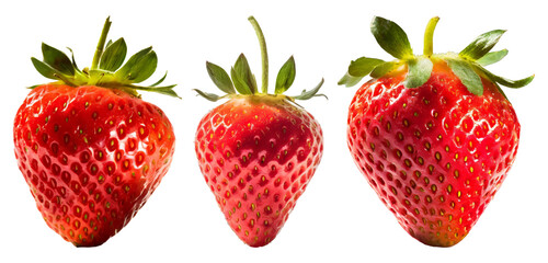 Red Strawberry on Transparent Background