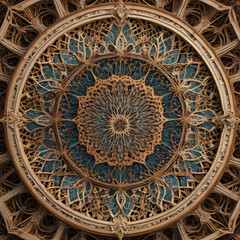 Obraz premium Detail of Mosque Ceiling in European City with Zodiac and Astronomical Patterns