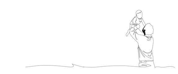 Fathers day icon in line art style. Fathers day symbol. Fathers day icon for background. Father with daughter in the garden.