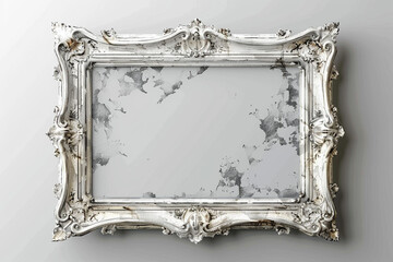 Distressed white frame, vintage charm for eclectic interiors