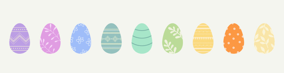 Easter Eggs. Set of vector illustrations Colored Easter eggs. Vector illustration.