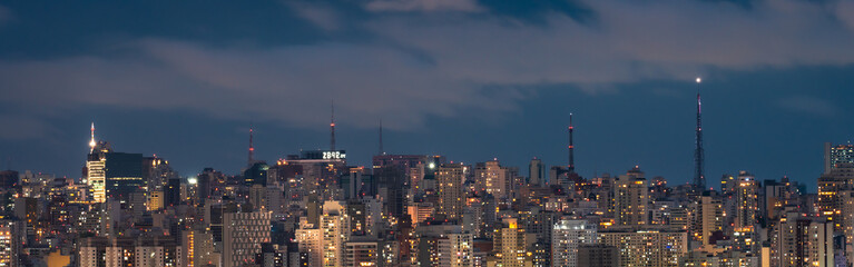 Skyline of the Center of São Paulo at night.
