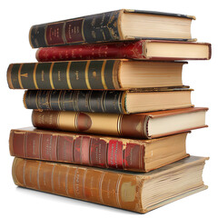 stack of literature books isolated on a transparent background 
