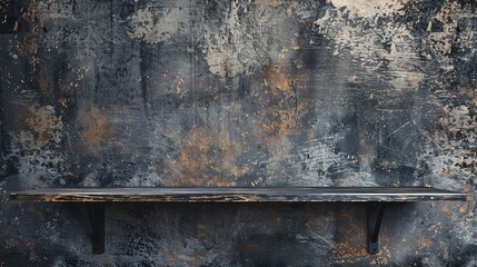 Obraz premium Abstract grunge dark empty shelf on rustic dirty concrete background, display product