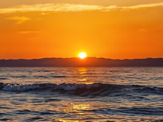 sunset over the sea high quality photo 