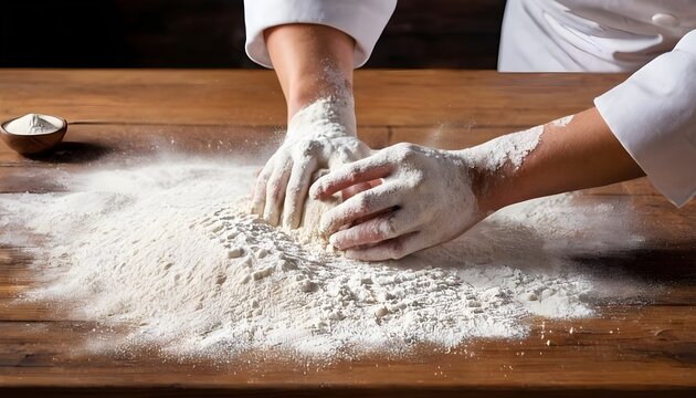 the chef are dropping flour