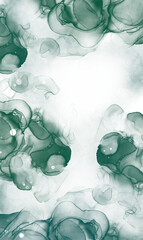 green alcohol ink and green watercolor Elegant abstract ink flow art mixed with golden pattern with translucent background.
