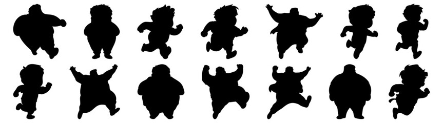Fat people silhouette set vector design big pack of illustration and icon