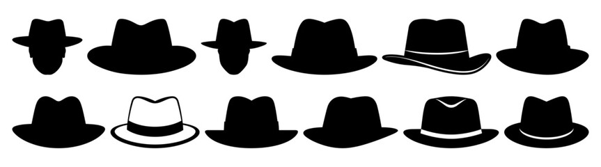 Hat cap silhouette set vector design big pack of illustration and icon