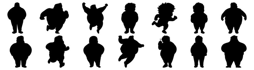 Fat people silhouette set vector design big pack of illustration and icon