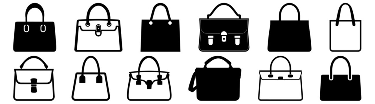 Bag silhouette set vector design big pack of illustration and icon