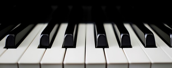 Close-up of piano keys highlighting their black and white pattern.