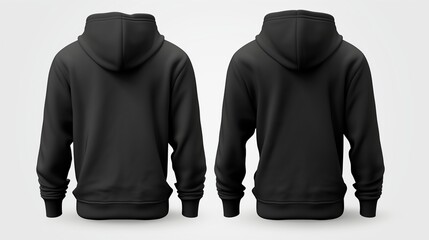 Generate a set of mockup templates featuring black front and back views of tee hoodies, ensuring a...