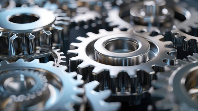 Shiny gears as a technological background.