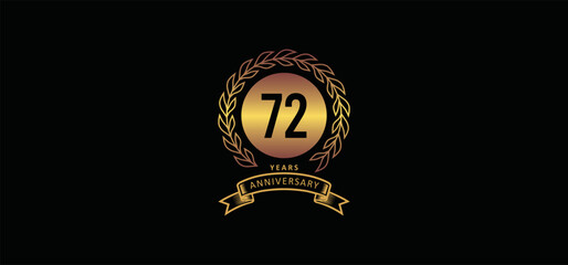 72st anniversary logo with gold, and black background