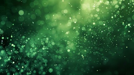 Abstract blurry glittering green particles 