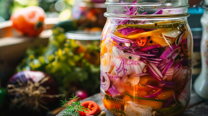 Fermenting process of vegetabler like red onion and carrot