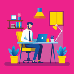 Efficient Workflow: A Vector Illustration of Modern Office Productivity