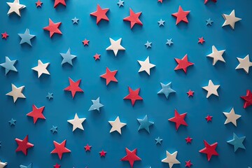 red, white, and blue stars background with solid color in the back. best for US Independence Day celebration background