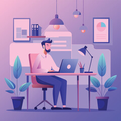 Efficient Workflow: A Vector Illustration of Modern Office Productivity