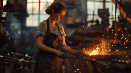 Woman blacksmith in the 19th century