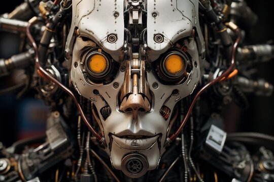 Close-up view of a robot 