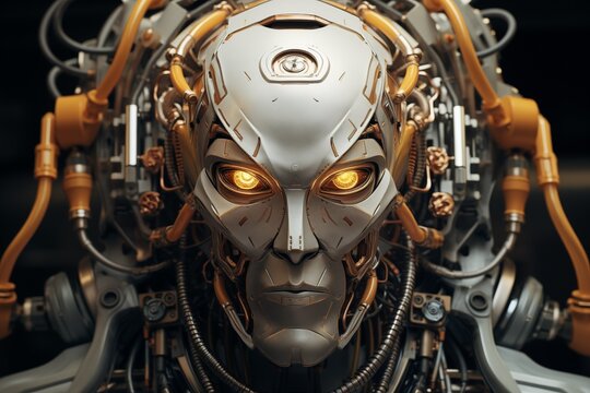 the face of the mechanic robot 