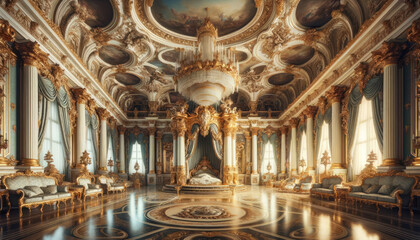 grandiose baroque-style palace interior. - obrazy, fototapety, plakaty
